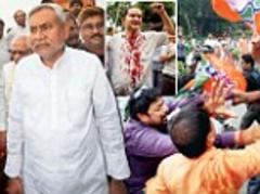 Trust vote brings Congress and Nitish closer as JD(U) and BJP supporters clash on the streets of Patna